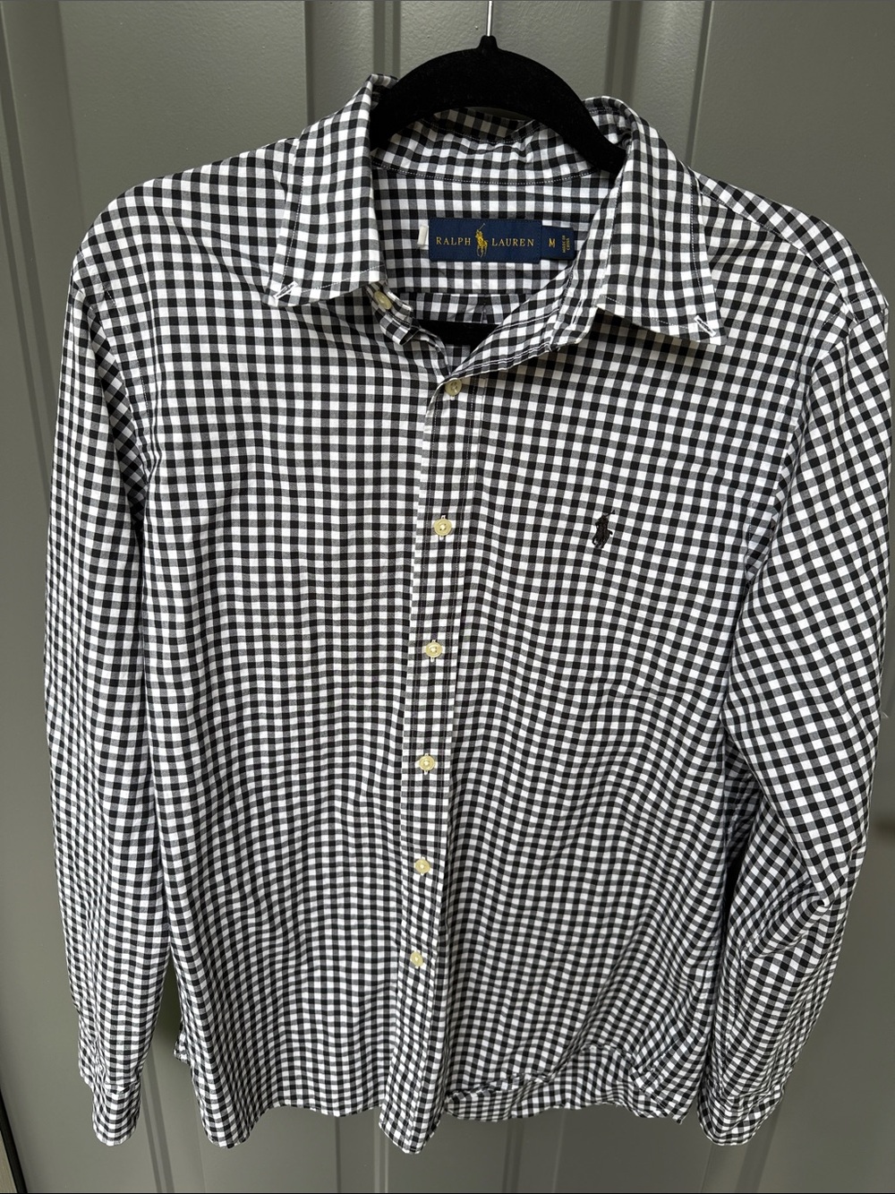 Ralph Lauren Black and White Gingham Button-Down Shirt